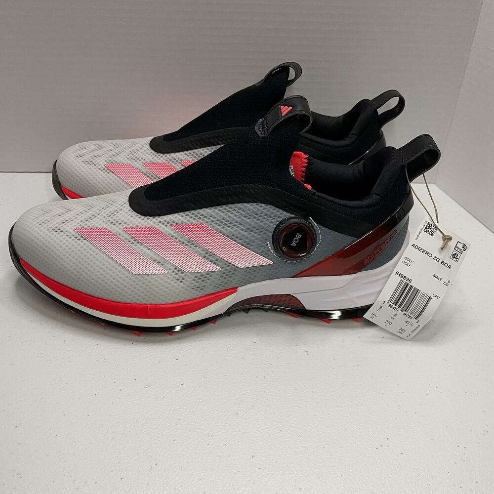Adidas Mens Size 9.5 Golf Shoes NEW Adizero ZG BOA White Black Red IH9896